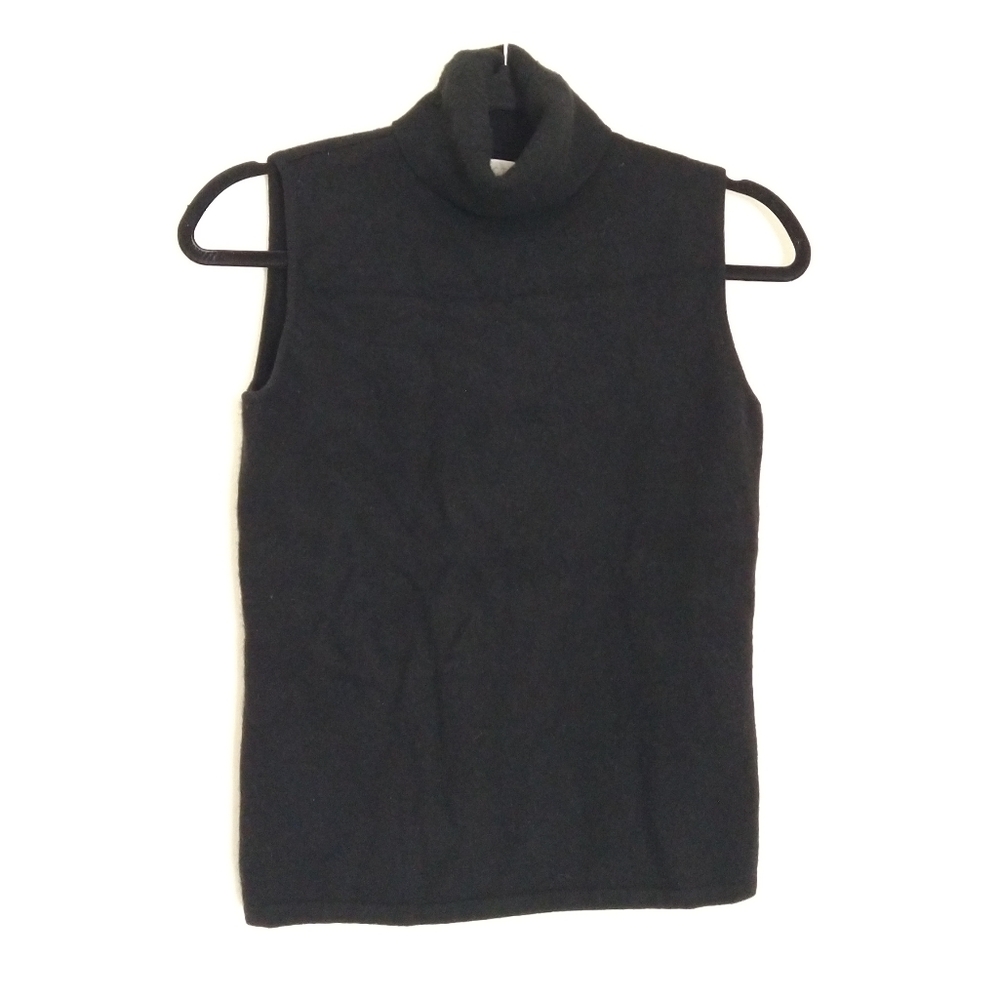 100% Cashmere Black Turtleneck Tank Top